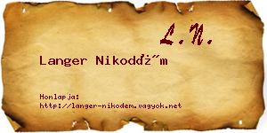 Langer Nikodém névjegykártya